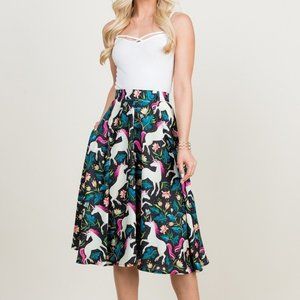 LA Soul Unicorn Print Pinup Flare Skirt SK-2014